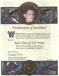 Sample Proclamation of Sainthood Certificate